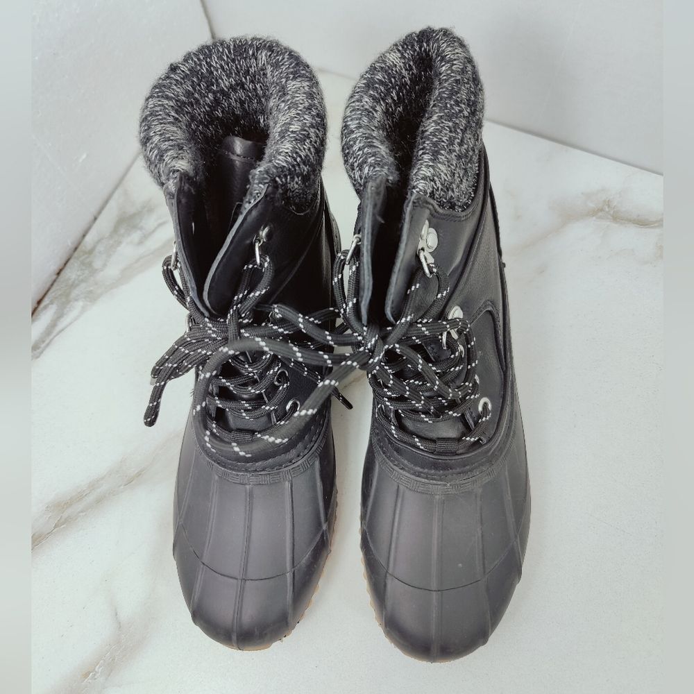 Tommy Hilfiger Women's Rainah Faux Leather Fur Duck Booties, Black, Sz 8 - Picture 3 of 8